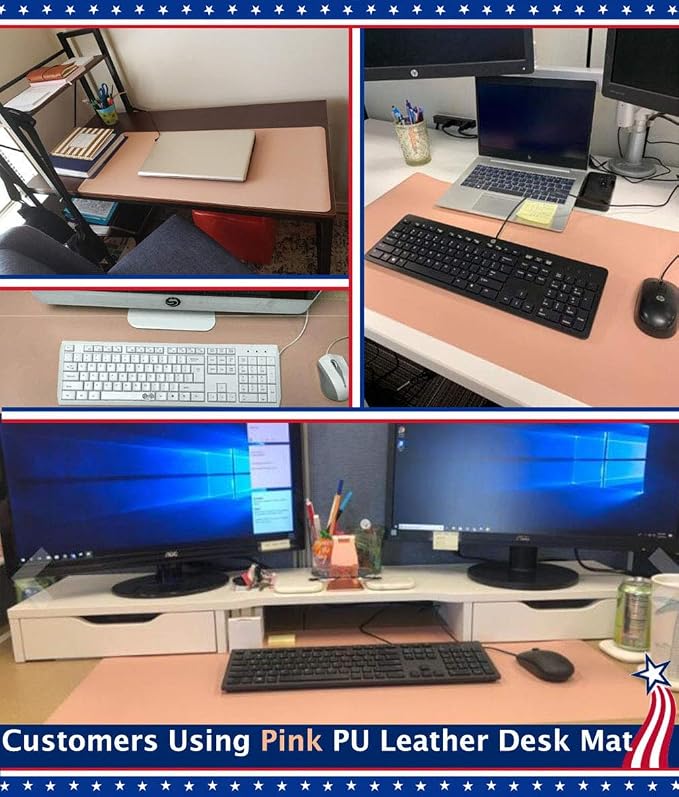 17 X 36 Inch Office Desk Pad Table Protector on Top of Desks PU Leather Desk Blotter Laptop Computer Gaming Under Keyboard Mouse Pad Waterproof Writing Mat Desktop Cover for Women Men Kids Girls Black