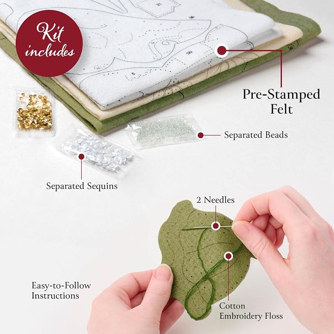 Bucilla Felt Applique 6 Piece Ornament Making Kit, Holiday Glitz, Perfect for DIY Arts and Crafts, 89637E