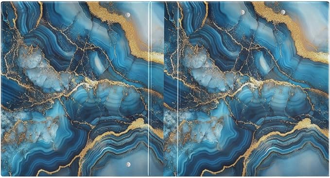 Aslsiy 3 Ring Binder 1.5 Inch Sea Blue Agate Marble Round Clipboard Binder Harcover Decorative Binders Organizer for Office Supplies