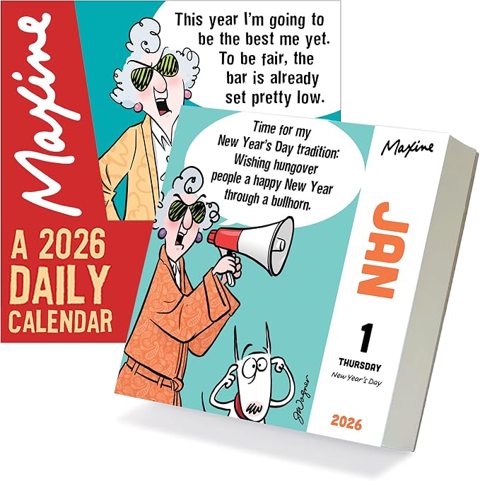 TF Publishing 2026 Maxine Daily Desktop Calendar - Small Daily Desk Calendar 2026 for Home or Office Organization, Full-Color Tear-Off Pages & Stand-Up Display with Funny Quotes - 5.25 x 5.25 In