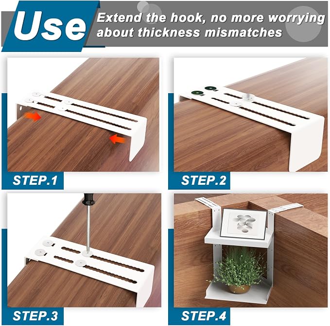 6 Pcs Cubicle Shelf Hanger Extenders for Office Desk Width Extension White | Metal Cubicle Storage Hangers Expanders for Office Organization, Workstation Shelf Extension