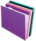 Pendaflex Reinforced Hanging File Folders, Letter Size, 1/5 Cut, Assorted Jewel-Tone Colors, 25/BX (4152 1/5 ASST2)