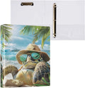 Custom 3 Ring Binder Turtle Summer Beach 1.5" Round Ring Binders Personalized Name View Binder with 200 Sheet for Women Men Office Kids School Supplies, 1 Pack
