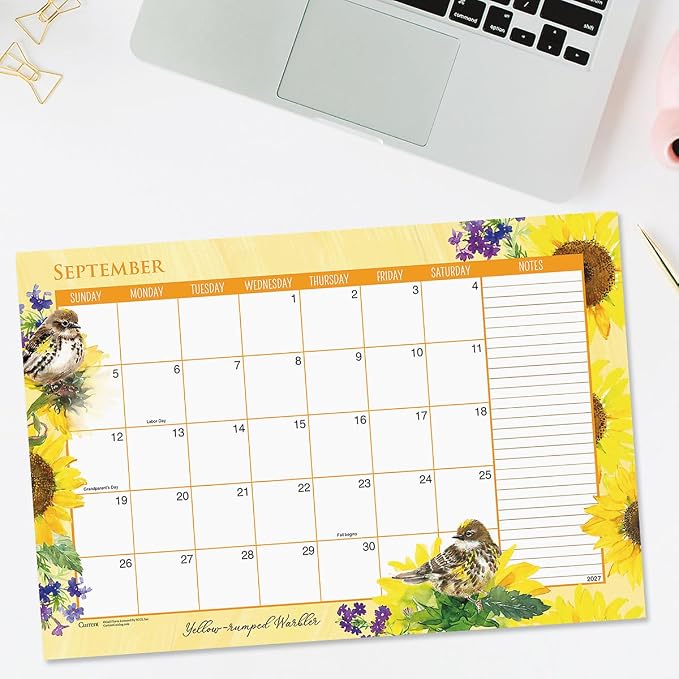 Current 2026-2027 Year of Birds Desk Calendar Pad, 11-Inch x 16-1/4-Inch Size, Large 24-Month Bookstore-Quality Calendars for Kitchen & Office