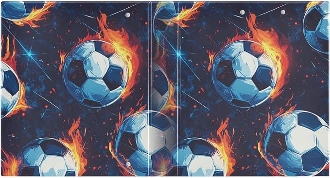 Soccer Balls Fire Ice Decorative 3 Ring Binder 1.5 Inch Large View Binders with Pockets Holds 200 Sheets File Organizer for Office College School, 1 Pack
