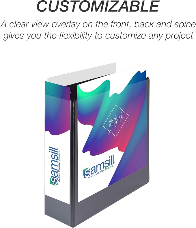 Samsill Durable 4 inch 3 Ring Binder, D Ring Binder, 100% Recycled Chipboard, Black, Pallet of 216 Binders in 36 Cartons