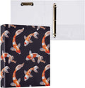 Red Koi Fish Pattern 3 Ring Binder 1.5 Inch 1 Pack with 200 Sheet for Kids School Supplies Women Men Office