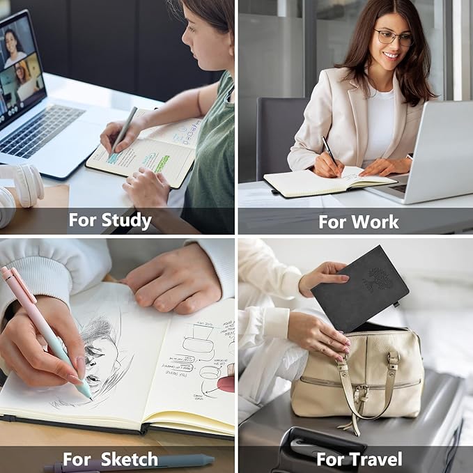 PERCUN Lined Journal Notebook for Men & Women, 160 Pages College Ruled Journal for Writing, A5 Hardcover Leather Notebooks for Work, School, Business, Travel, Daily Diary 5.9" x 8.5" (Black)