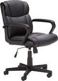 Amazon Basics Office Task Chair with Adjustable Height, 360° Swivel, Padded Armrests, Mid-Back, Rolling, 275 Pound Capacity, 24.2"D x 24"W x 34.8"H, Black Faux Leather