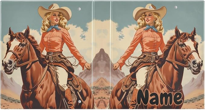 Custom 3 Ring Binder Cowgirl Cowboy Horse View 1.5" Round Ring Binders Personalized Name View Binder with 200 Sheet for Kids School Supplies Women Men Office, 1 Pack