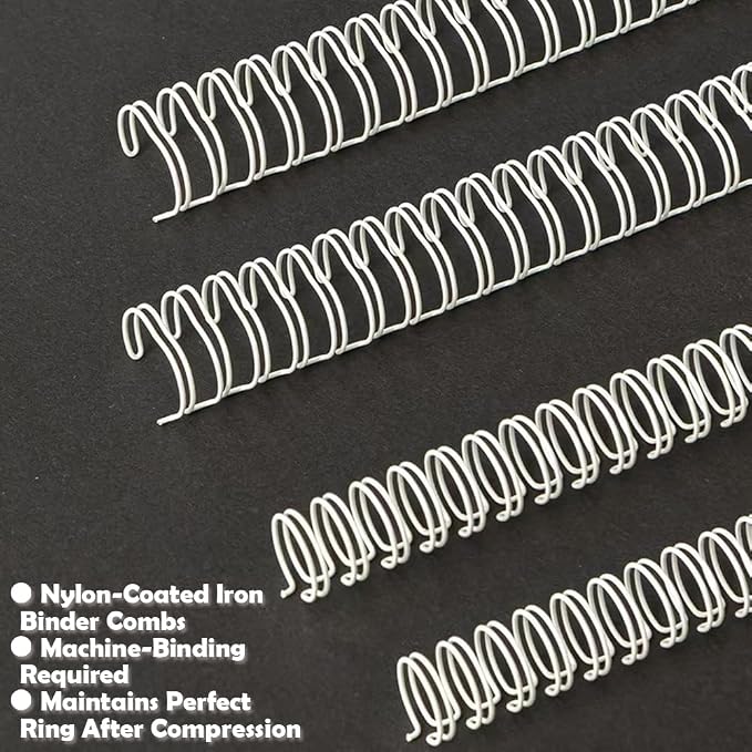 1 Inch Double Loop Wire Binding Spines, 2:1 Pitch, 220 Sheet Capacity | 50 Pack Notebook Binders Spiral for Booking Letter Size and Binding-Machines YolieraArt Cinch Wires Office Products