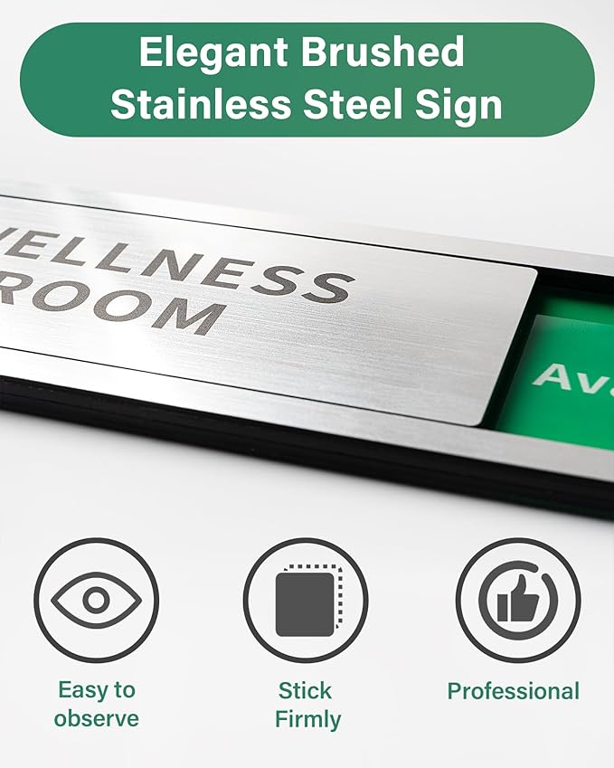 Office Door Signs Do Not Disturb, In Use/Available Slider Sign for Home Office Wellness Conference Vacant Occupied Privacy Slide Door Sign，Brushed Silver