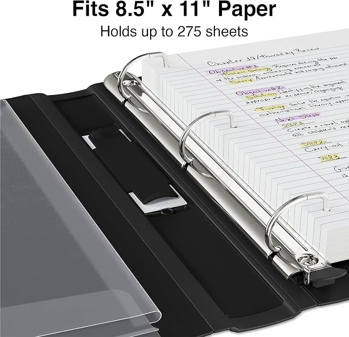 Staples Better Binder, 1 Inch D-Ring, Black, 275 Sheets, 3-Pack | Reinforced spine for durable school and office document organization.