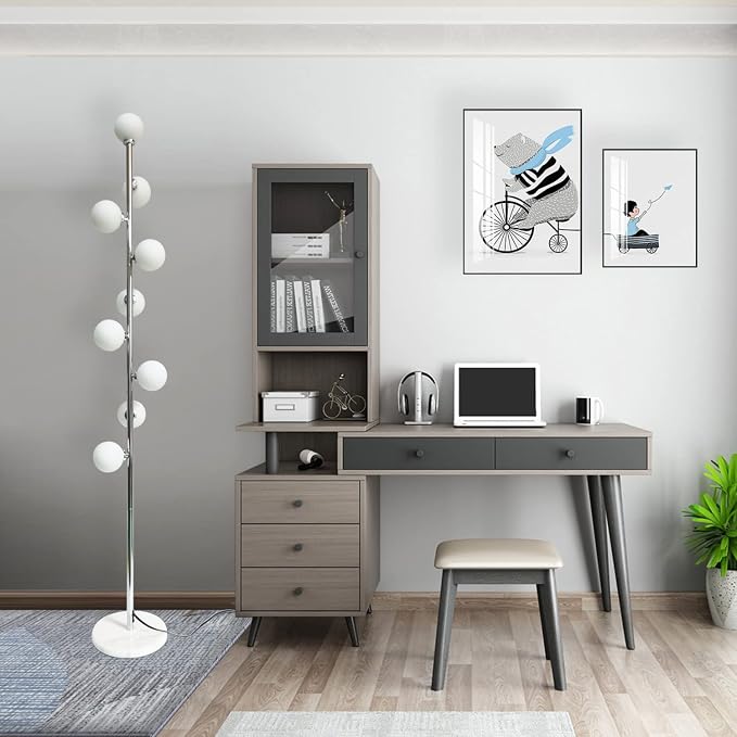 Hsyile Modern Creative Floor Lamp for Living Room,Bedroom,Office,Globe High Pole Standing Lamp, Tree Lamp Chrome Finish,9 Bulbs Included | Globe High Pole Standing Lamp, Tree Lamp Design, 9 Bulbs Included, For Living Room, Bedroom, Office