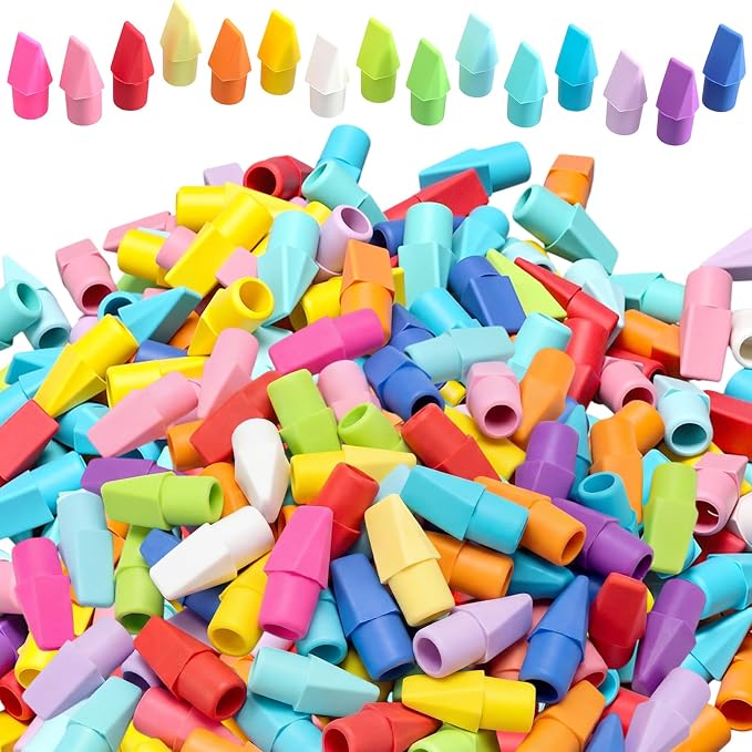 2000 Pcs Pencil Top Erasers Bulk 15 Assorted Colors Pencil Cap Erasers Pencils Eraser Toppers for Writing, Home Office Supplies, Party Favor Bags, Game Prize Giveaways