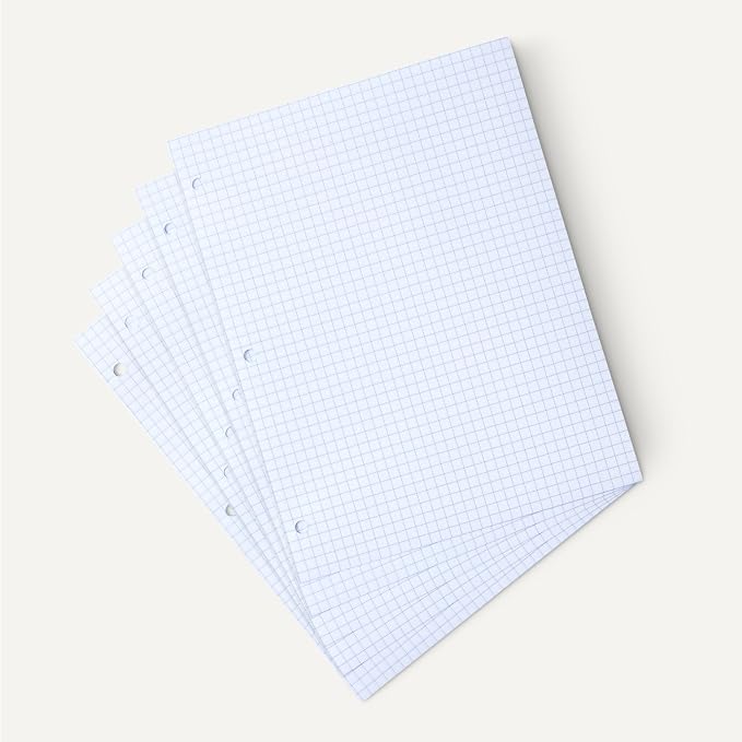 Amazon Basics Graph Ruled Loose Leaf Binder Paper, 11" x 8.5", White, 100 Sheets, 6-Pack