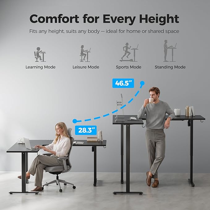 Agilestic L Shaped Standing Desk 63 inch Adjustable Height, Electric Corner Standing Desk, Sit Stand Computer Table with Splice Board, Black | Corner Desk, Ample Workspace, Memory Presets, Hooks, Stable Steel Frame,176 lbs Capacity, Easy Assembly, Spli...