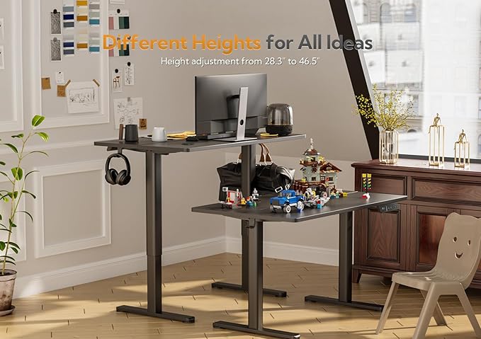 Claiks Electric Height Adjustable Standing Desk, 32x19 Inch, Black | Smooth Height Adjustment, 3 Memory Presets, Cable management hub & hook, Stable Steel Frame, 156 lbs Capacity, Easy Assembly