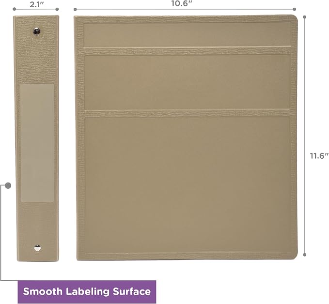 Carstens 1.5-Inch Heavy Duty 3-Ring Binder - Side Opening, Taupe, Durable Plastic, No-Gap Rings, Waterproof Covers, No Pockets, Holds 250 Letter-Size Sheets, BPA-Free, Made in USA (2046-3R) Case of 20