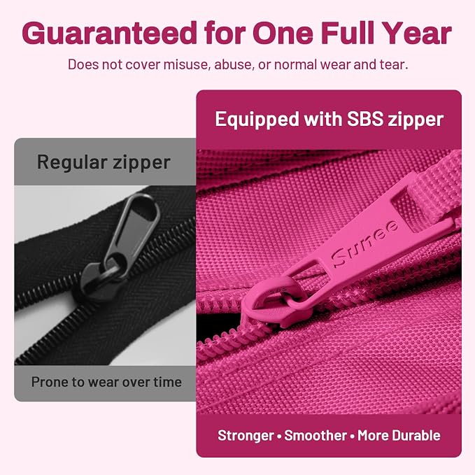 SUNEE Zipper Binder with Handle, 1.5 Inch O-Ring, 325 Pages Capacity, with 5-Tab Expanding File Folder for Classified Storage, Small Size Lightweight Zipper Bag for Middle School Students, Berry Pink