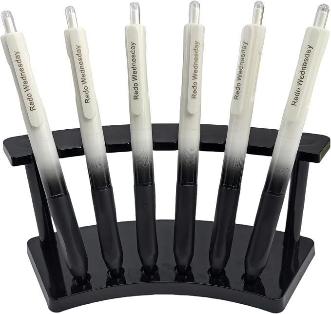 Fengtaiyuan Gel Pens, 0.5mm Fine Point Black Ink Pens, Triangular Grip with Non-Slip Silicone, Ergonomic Writing Pens for Journaling Note Taking, Smooth Writing, Gradient Barrel, 6 Pack
