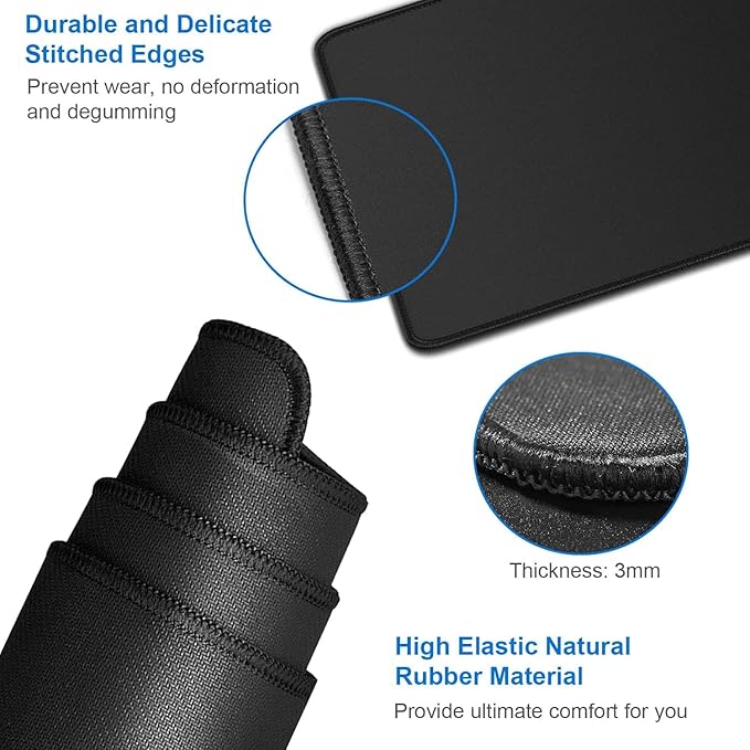 Large Mouse Pad, 35.42x15.7 inch Large Gaming Non-Slip Mousepad, Water Resist Computer Keyboard Mouse Mat Rubber Base Long Desk Mouse Pad for Work & Gaming, Office & Home, Black