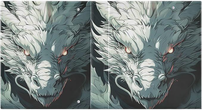 JIPONI 3 Ring Binder White Dragon Anime 1 Inch Round Binders for Men Women Students, Cute File Organizer for Office School, 2pcs
