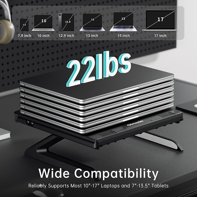 Laptop Stand for Desk, Ergonomic Adjustable & Foldable Portable Computer Stand with Heat-Vent, Laptop Riser Holder Compatible with MacBook Air Pro, 10-15.6 Inch Notebooks