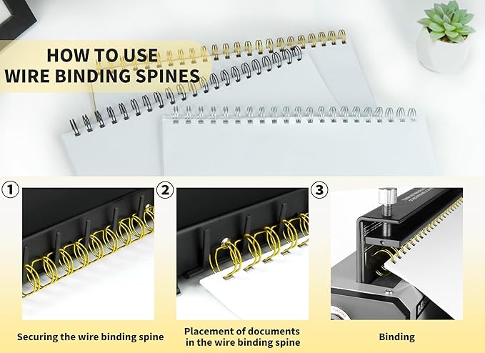 RAYSON Binding Wire Spines, 1/2 Inch, 21 Holes, 11 inch Length - 2:1 Pitch Double Loop Binding Wires Capacity 110 Sheets, Glod, 100 Per Box to Bind Reports and Projects