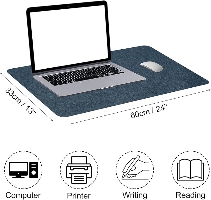 PATIKIL Desk Mat, 24x13, Non-Slip Waterproof PU Leather Pad, Dark Blue