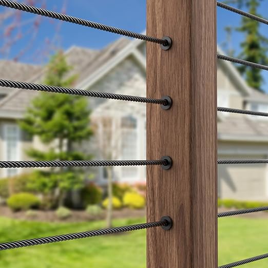 BLIKA 100 Pack Black Stainless Steel Protector Sleeves for 1/8" 5/32" or 3/16" Deck Cable Railing, for Wood/Composite Posts, T316 Marine Grade, Black Cable Railing Protector Sleeves