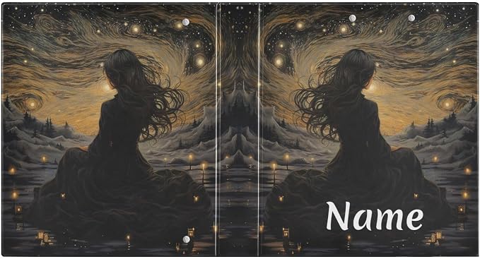 Custom 3 Ring Binder Goddess Starry Sky 1.5" Round Ring Binders Personalized Name View Binder with 200 Sheet for Women Men Office Kids School Supplies, 1 Pack