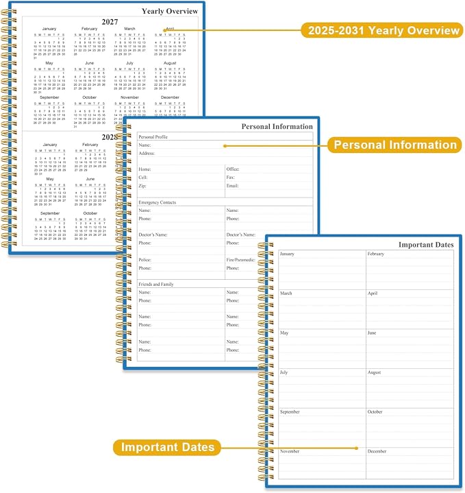 5 Year Planner 2026-2030 - July 2026 to June 2031, 8.5" x 11", Pink