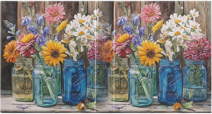 Wildflower Glass Jar 3 Ring Binders 1.5 Inch Clear View Three Ring Binders Versatile Binder for Work School Office Supply 1 Pack