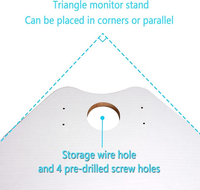 Triangle Wood Monitor Stand Riser - White Multi-Purpose Desktop Storage for Computer, Laptop, Printer