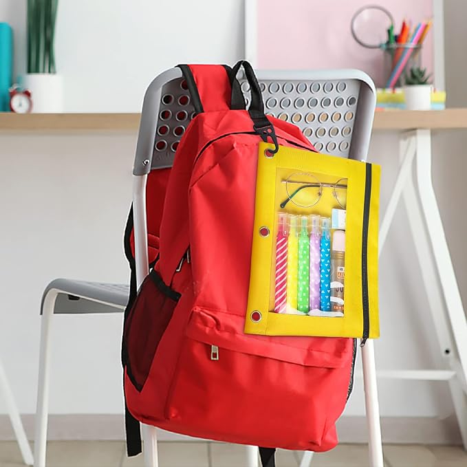 Ochido Pencil Pouch for 3 Ring Binder,Bulk,30 Pack in Assorted Colors,Sturdy and Durable Zipper Pencil Case with Clear Window,3-Hole Binder Cloth Pencil Bag for Storing School Office Supplies | Sturdy Durable Smooth Zipper Pencil Case with Clear Window...