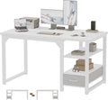 48 in Computer Desk with Drawer, 1" Thick Reversible Office Desk | Modern Writing Table with Storage Shelves, Heavy Duty Industrial Study Desk for Home Bedroom Work