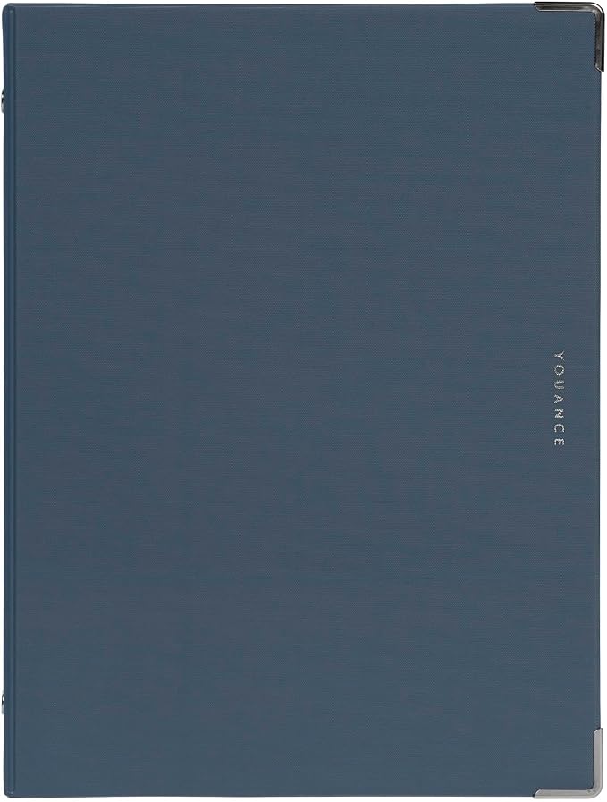 Maruman YOUANCE 20-Ring Binder, Holds 70 Sheets, A5 5.83"x8.27", Navy | Durable Vinyl Cover, Storage Pocket, Includes 10 3mm Graph Paper Sheets & Clear Sheet Protector, Made in Japan