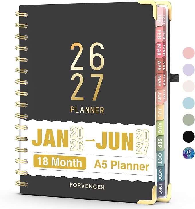 Jul 2026 - Dec 2027 Planner, Forvencer 18 Month Planner 2026-2027, 6" x 8"