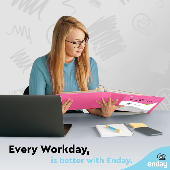 Enday 1/2 inch Binder 3 Ring Binder (24 Pack - Pink) O-Ring Binder with Clear View Cover and 2 Inside Pocket - for Letter Size 8.5 x 11'' Paper, Ideal for School Supplies, Office, and Home
