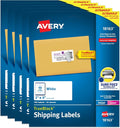Avery Printable Shipping Labels with Sure Feed, 2" x 4" Customizable Stickers, White, 500 Blank Mailing Labels, Great for Mailing, Shipping, and More (5-Pack of 18163)