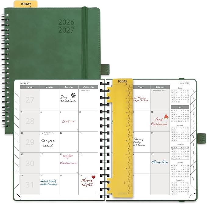 POPRUN 2026-2027 Monthly Planner, 6.5" x 8.5" Agenda, 18 Month Calendar