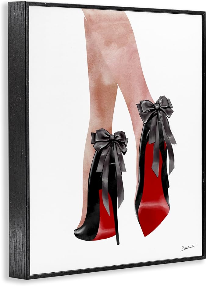 Glam Fashion Bow Heels Still Life, 11 x 14 Inch Framed Giclée Print