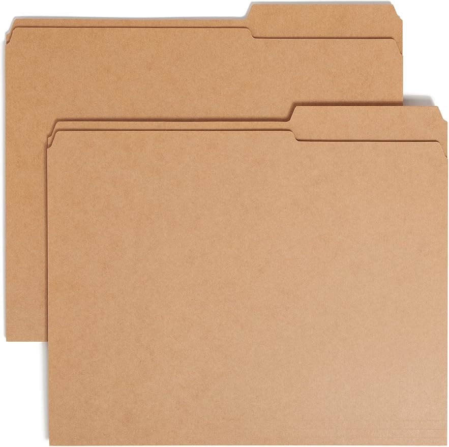 Smead File Folder, Reinforced 2/5-Cut Tab Right Position, Guide Height, Letter Size, Kraft, 100 per Box (10786)