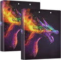 Fantasy Dragon Rainbow Fire Decorative 3 Ring Binder 1.5 Inch Large View Binders with Pockets Holds 200 Sheets File Organizer for Office College School, 2 Pack