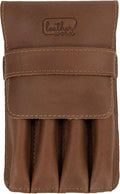 Pen Holder, Pencil Case, Minimalist Style Holder, Classic Storage, Full Grain Leather, Handmade, Single Malt Mahogany