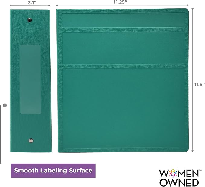 Carstens 3-Inch Heavy Duty 3-Ring Binder - Side Opening, Teal, Durable Plastic, Precision No-Gap Rings, Waterproof Cover, No Pockets, Holds 400 US Letter Sheets, BPA-Free, Made in USA (1710-3R)