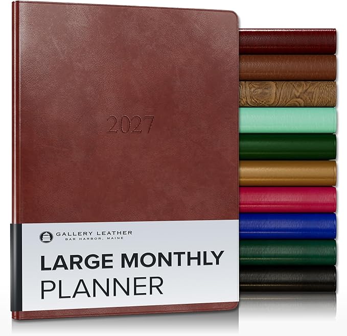 Gallery Leather Large Monthly Planner 2026-2027 Acadia Tan