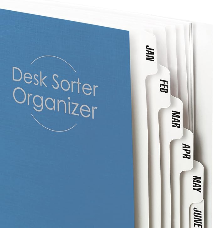 Smead Desk File/Sorter, Monthly (Jan-Dec), 12 Dividers, Letter Size, Dark Blue (89286) (Pack of 5)