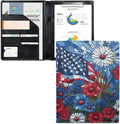 Dreaweet Patriotic Floral Portfolio Padfolio Organizer Binder with Clipboard,250th Anniversary Leather Business Interview Resume Document Holder Folder Planner Organizer for Office Conference